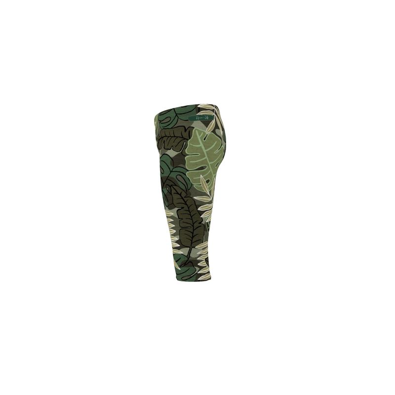 Women's Mid-Rise 3/4 Length Leggings - Camo Leaves - Light Green