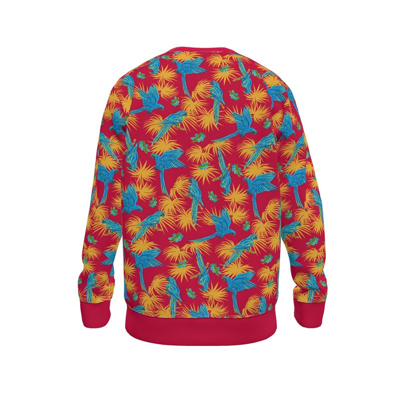 Women's Lightweight Sweater - Tropical Macaw - Raspberry Red