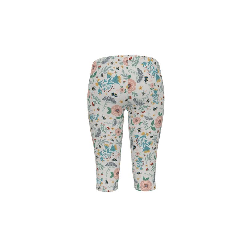 Women’s Mid-Rise ¾ Length Leggings - Bee Garden