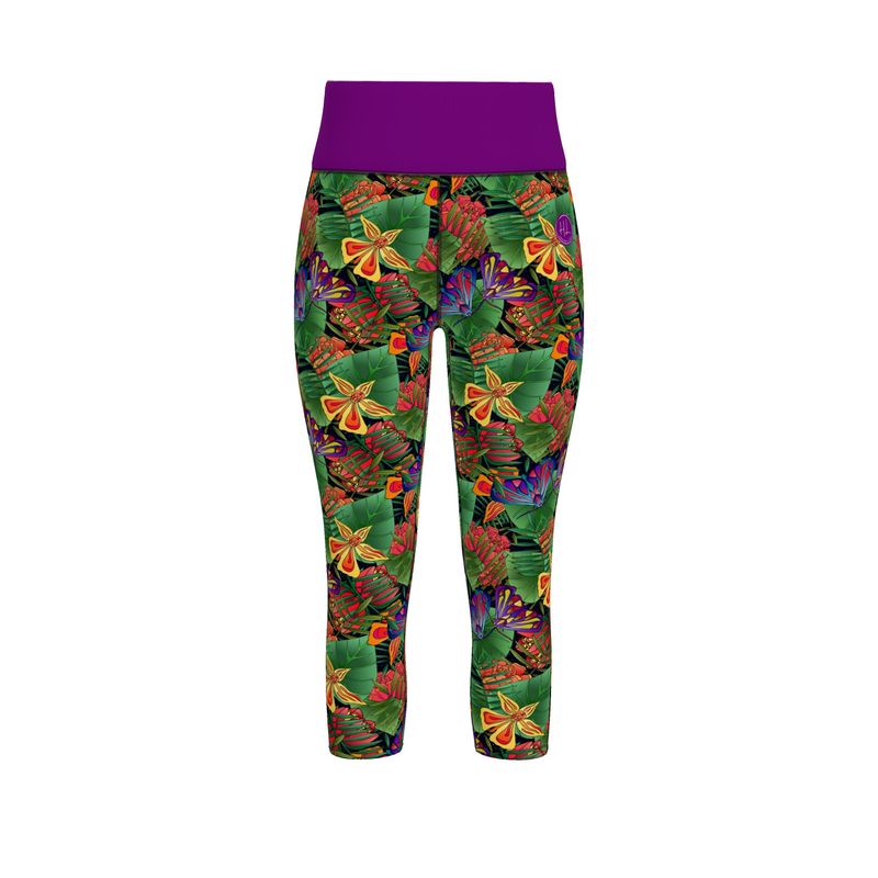 Women’s High-Waist Sports Leggings - Jungle Flower