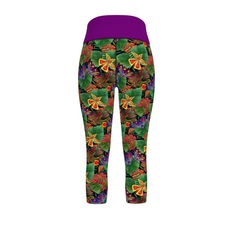 Women’s High-Waist Sports Leggings - Jungle Flower