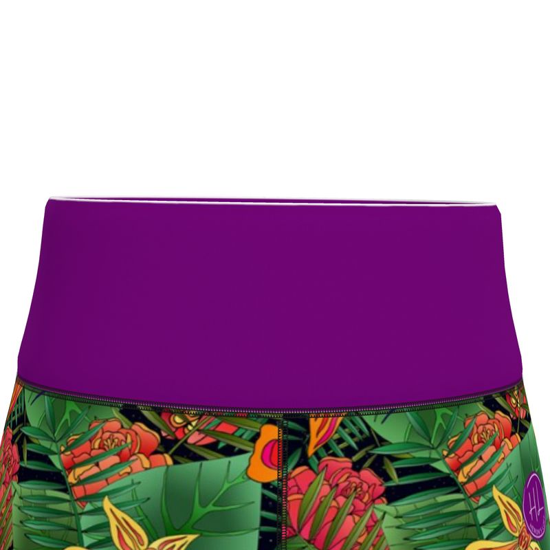 Women’s High-Waist Sports Leggings - Jungle Flower