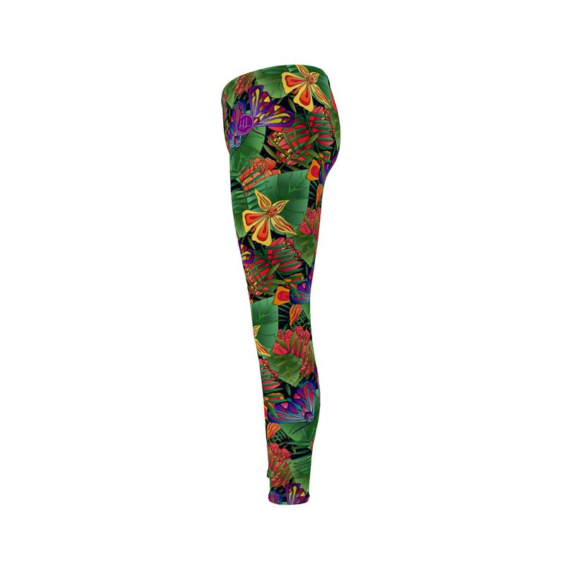 Women’s Mid-Rise Full-Length Leggings - Jungle Flower