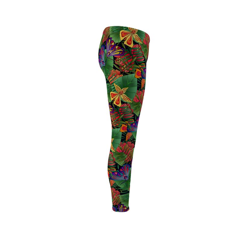 Women’s Mid-Rise Full-Length Leggings - Jungle Flower