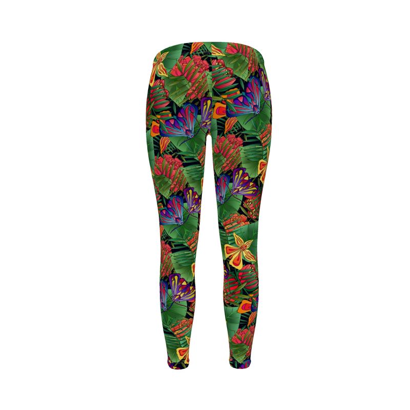 Women’s Mid-Rise Full-Length Leggings - Jungle Flower