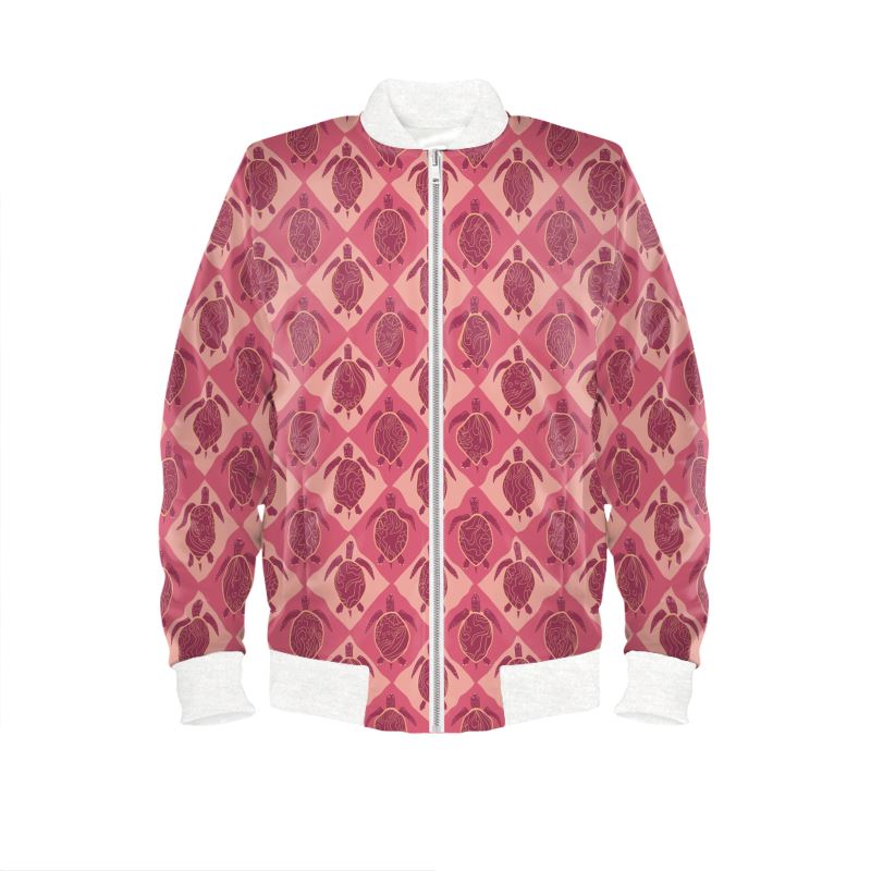 Women's Bomber Jacket - Topo Turtles - Pink