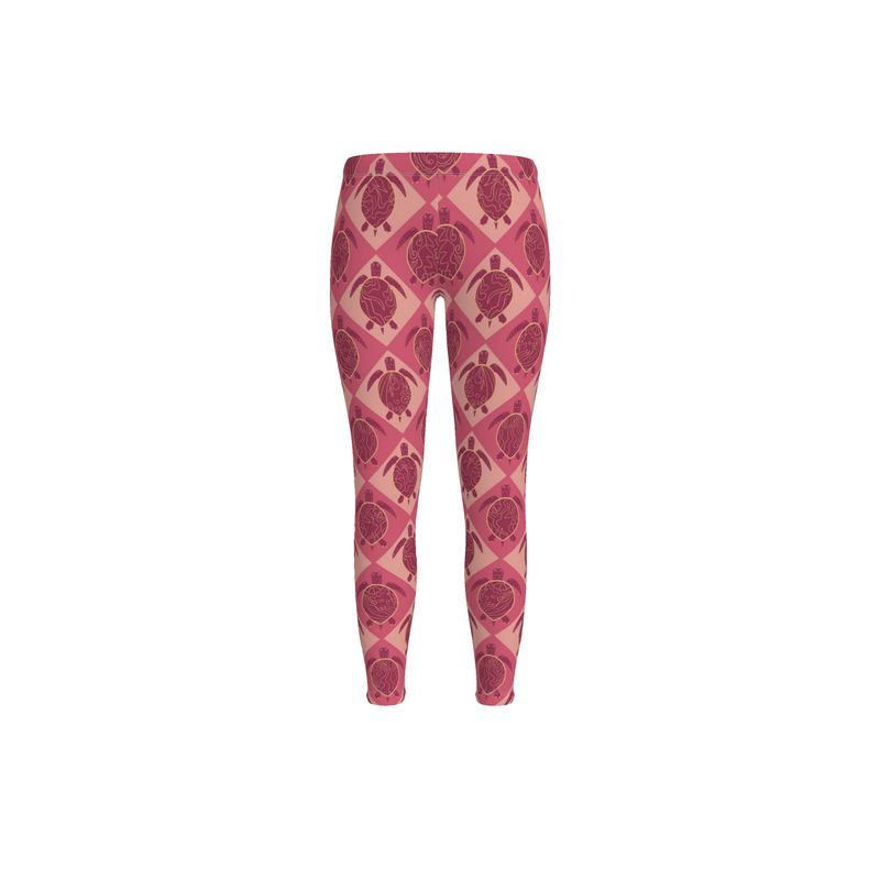 Women’s Mid-Rise Full-Length Leggings - Topo Turtles - Pink