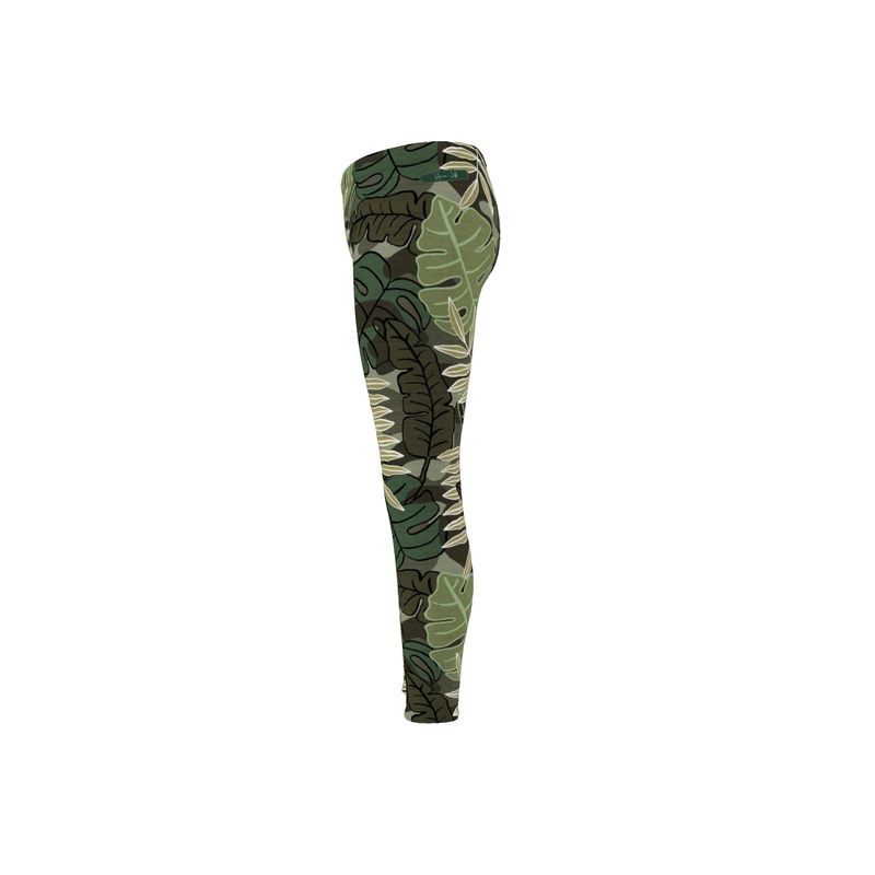 Women's Mid-Rise Full-Length Leggings - Camo Leaves - Light Green