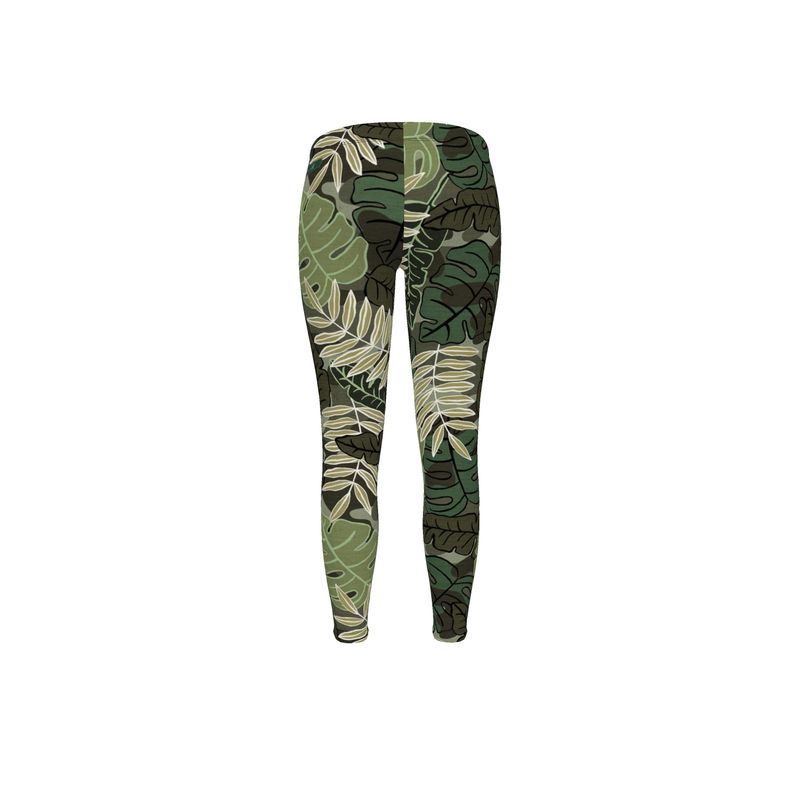 Women's Mid-Rise Full-Length Leggings - Camo Leaves - Light Green