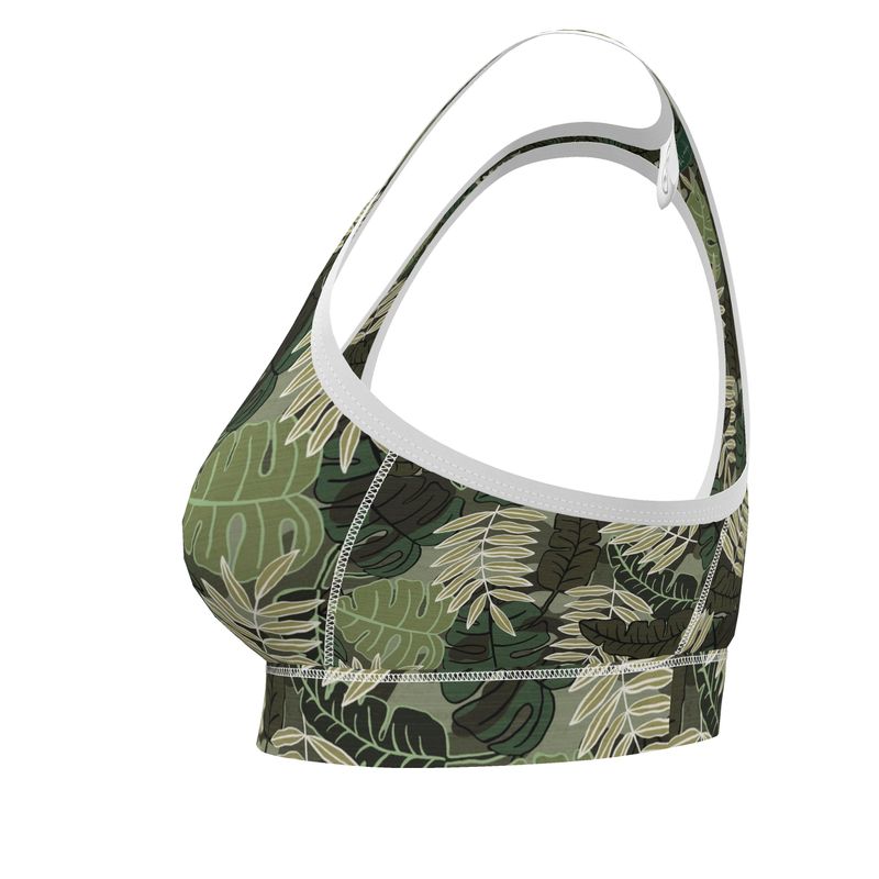 Women's Low Intensity Sports Bra - Camo Leaves - Light Green
