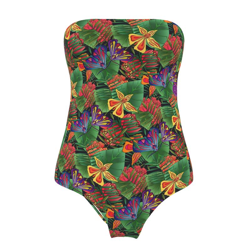 Women's Strapless Swimsuit - Jungle Flower