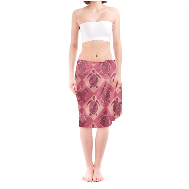 Women's Sarong - Topo Turtles - Pink