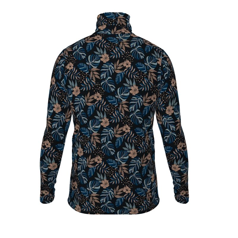 Men's High-Roll Turtle Neck - Slim-Fit - Midnight Monstera