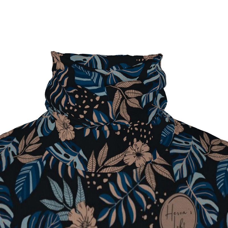 Men's High-Roll Turtle Neck - Slim-Fit - Midnight Monstera