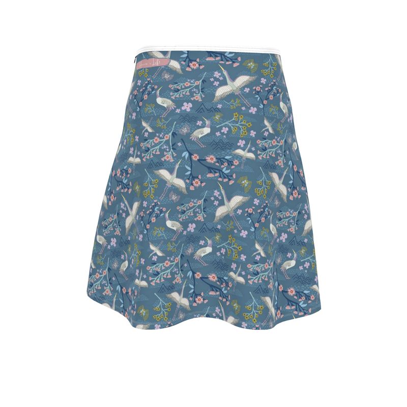 Women's Skater Skirt - White Crane