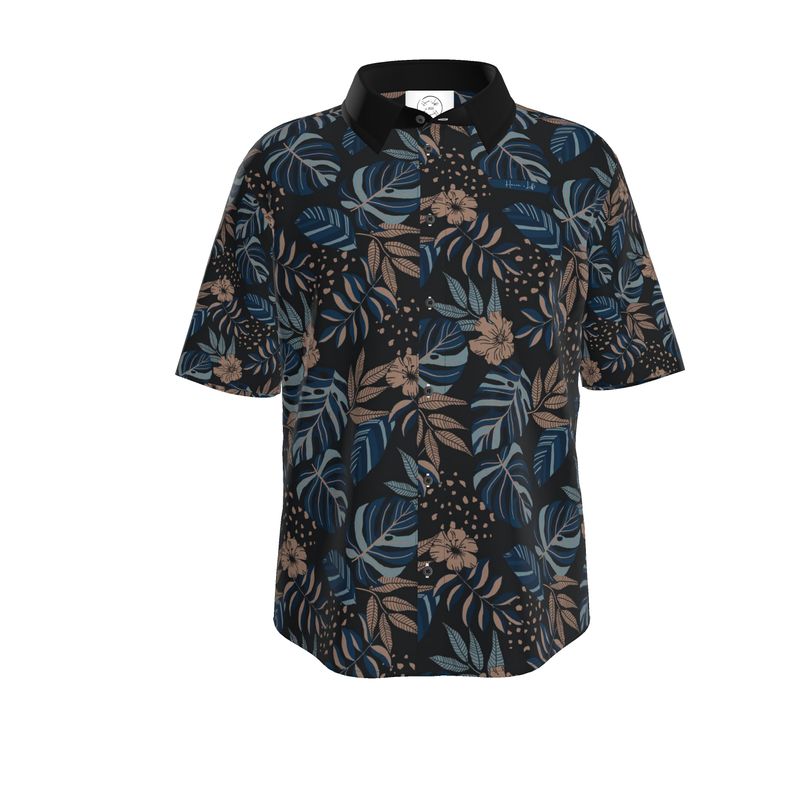 Men's Button-Up Dress Shirt - Midnight Monstera