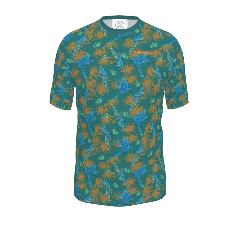 Men's Athletic Crew Neck T-Shirt - Tropical Macaw - Sea Foam Green