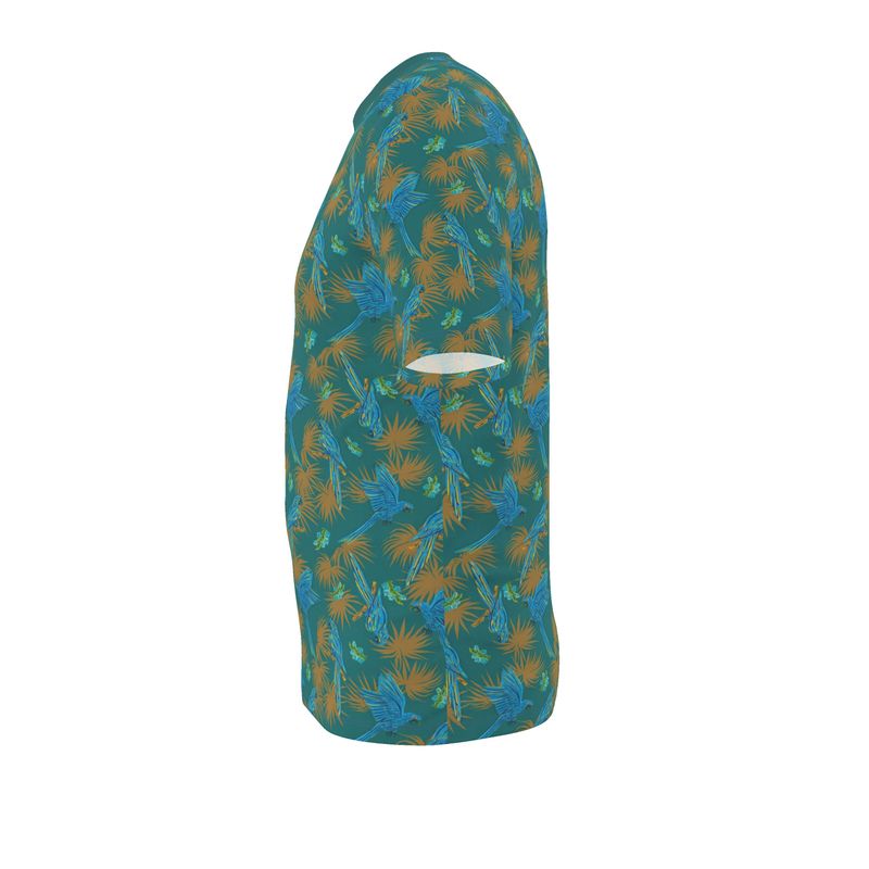 Men's Athletic Crew Neck T-Shirt - Tropical Macaw - Sea Foam Green