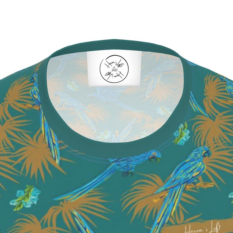 Men's Athletic Crew Neck T-Shirt - Tropical Macaw - Sea Foam Green