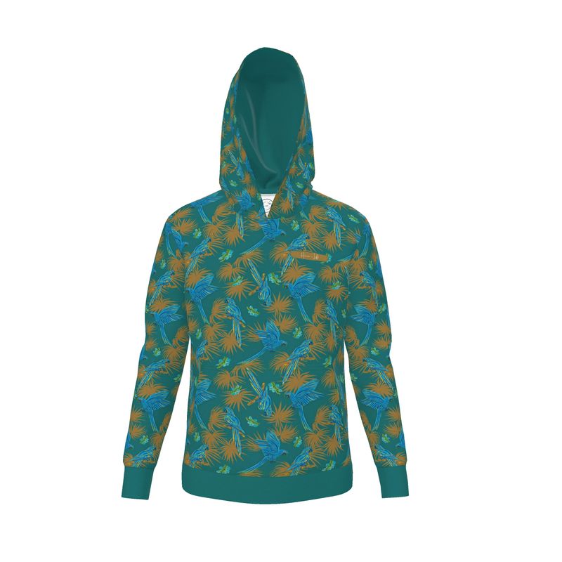 Men's Hoodie - Tropical Macaw - Sea Foam Green