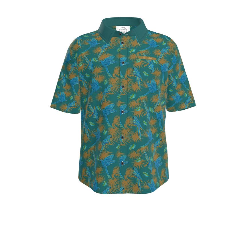 Men's Button-Up Dress Shirt - Tropical Macaw - Sea Foam Green