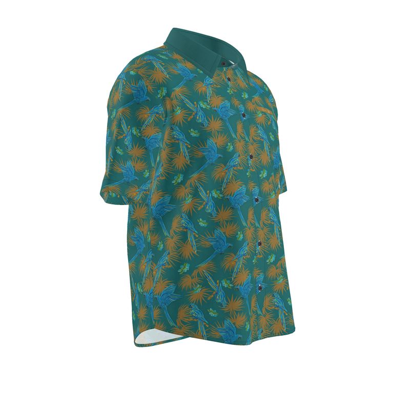 Men's Button-Up Dress Shirt - Tropical Macaw - Sea Foam Green