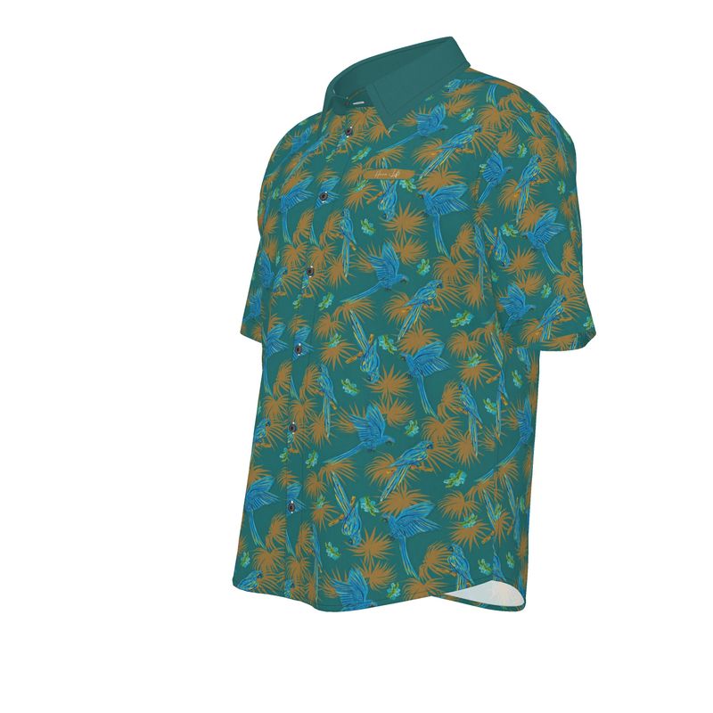 Men's Button-Up Dress Shirt - Tropical Macaw - Sea Foam Green