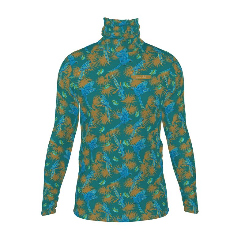 Men's High-Roll Turtle Neck - Tropical Macaw - Sea Foam Green