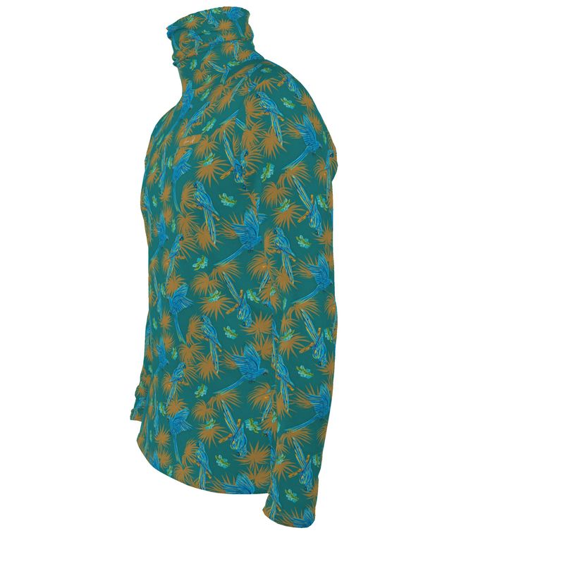 Men's High-Roll Turtle Neck - Tropical Macaw - Sea Foam Green