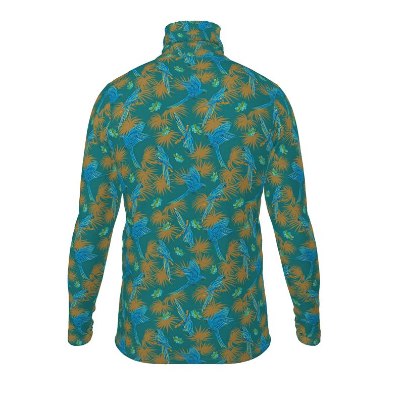 Men's High-Roll Turtle Neck - Tropical Macaw - Sea Foam Green