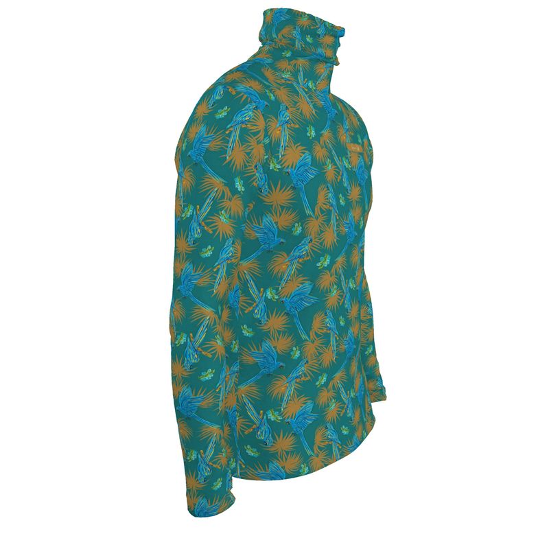 Men's High-Roll Turtle Neck - Tropical Macaw - Sea Foam Green