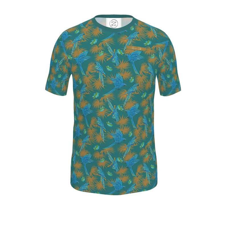 Men's Athletic V-Neck T-Shirt - Tropical Macaw - Sea Foam Green