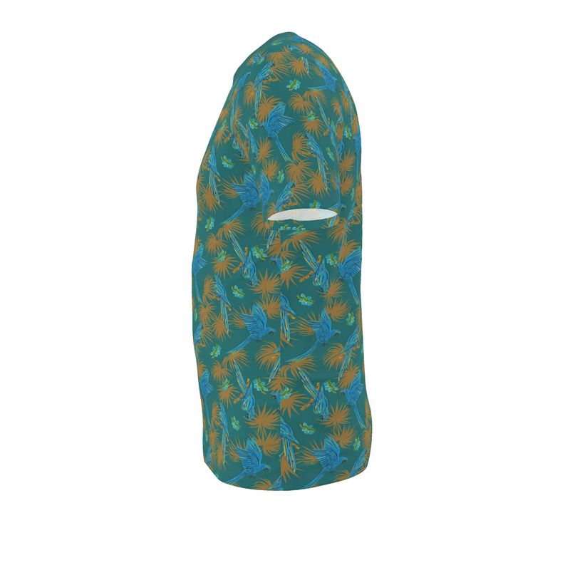 Men's Athletic V-Neck T-Shirt - Tropical Macaw - Sea Foam Green