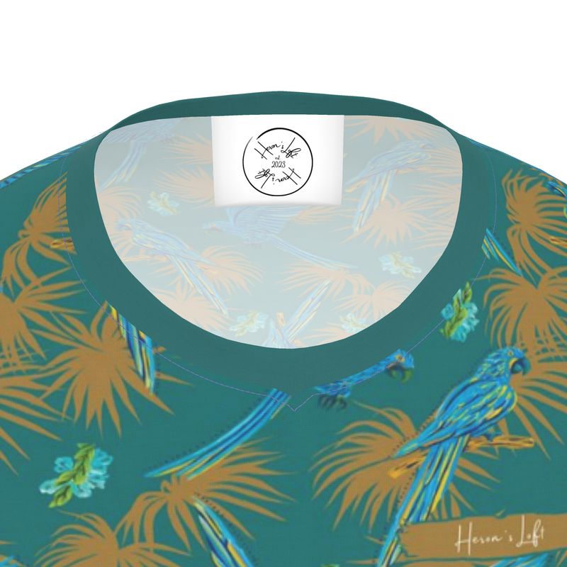 Men's Athletic V-Neck T-Shirt - Tropical Macaw - Sea Foam Green