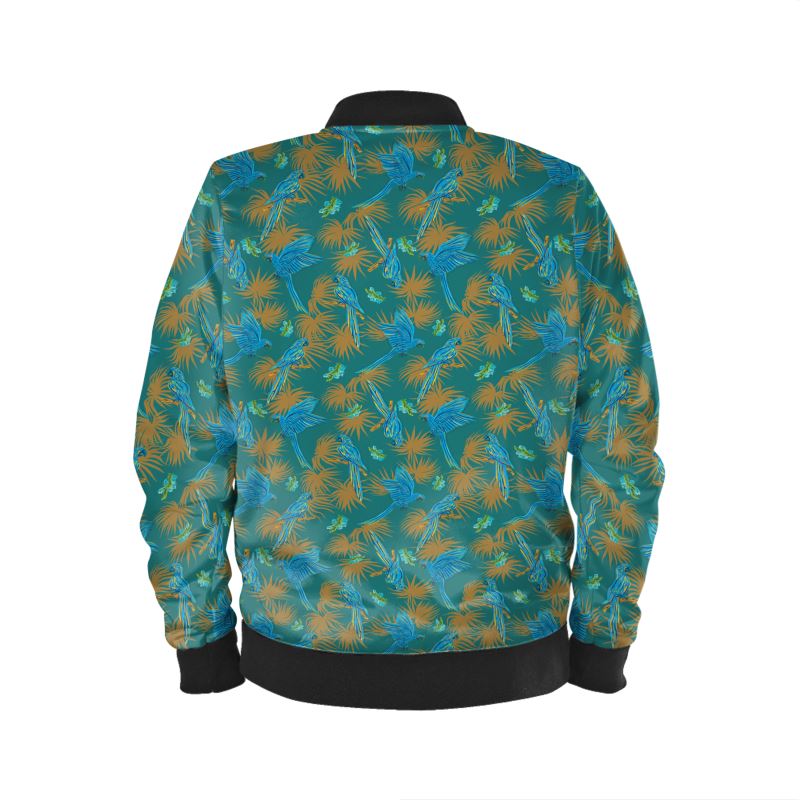Men's Reversible Bomber Jacket - Tropical Macaw - Sea Foam & Bright Green