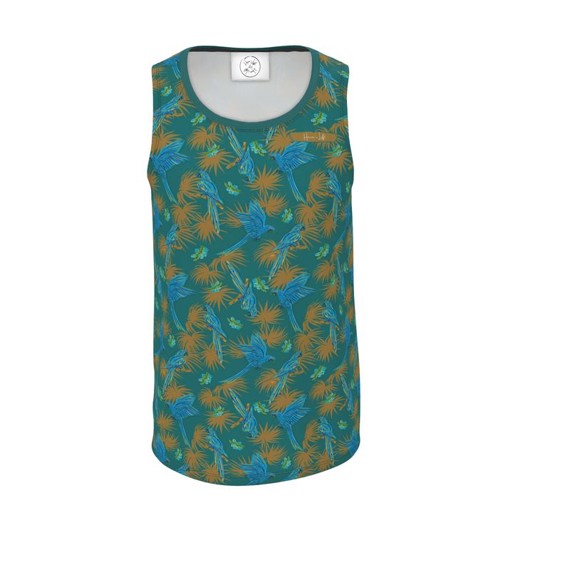 Men's Hybrid Tank Top - Tropical Macaw - Sea Foam Green