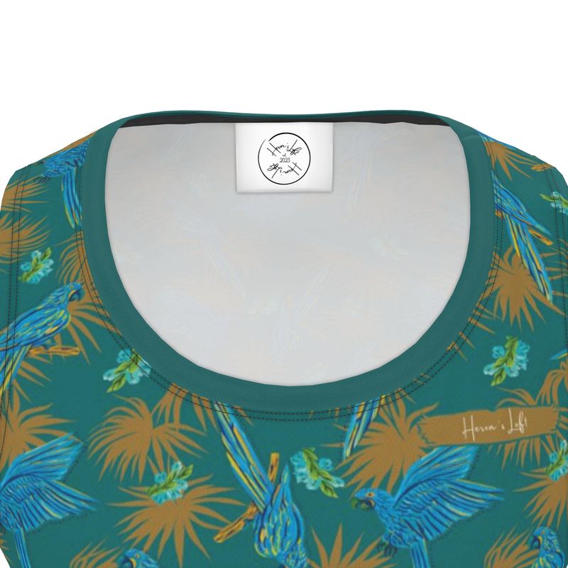 Men's Hybrid Tank Top - Tropical Macaw - Sea Foam Green
