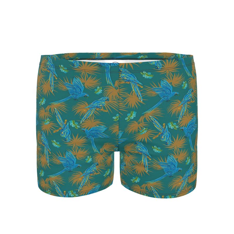 Men's Swim Trunks - Tropical Macaw - Sea Foam Green