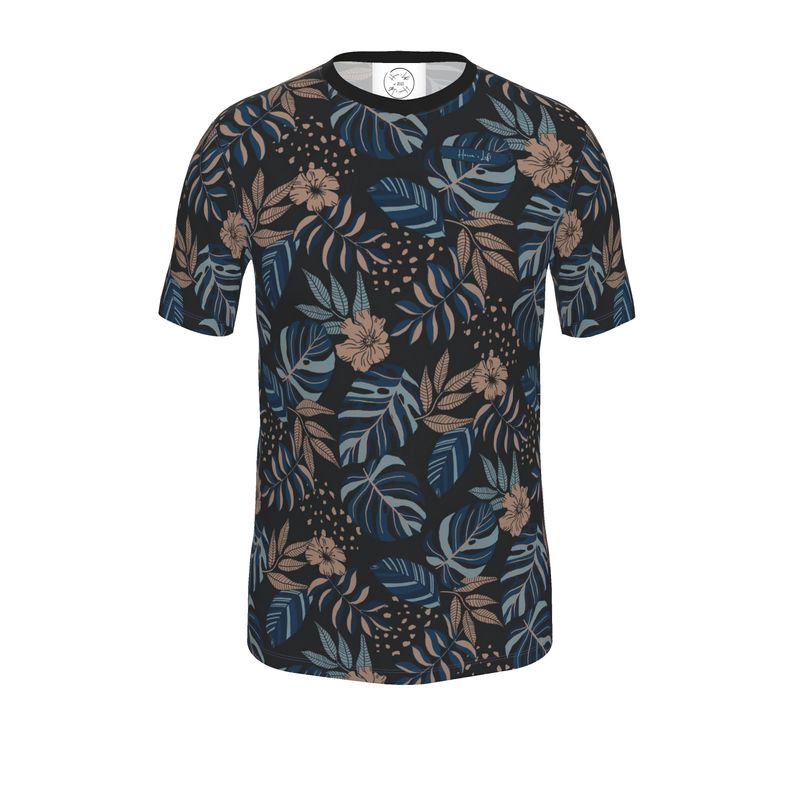 Men's Athletic V-Neck T-Shirt - Midnight Monstera