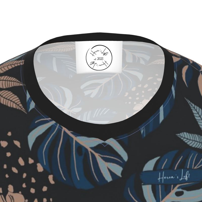 Men's Athletic V-Neck T-Shirt - Midnight Monstera