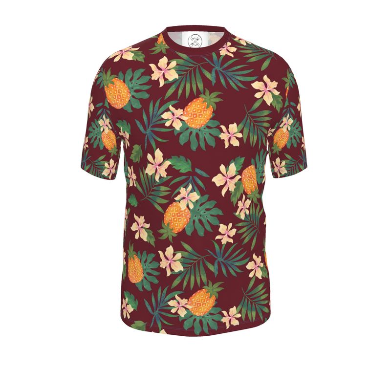 Men's Athletic Crew Neck T-Shirt - Pineapple Paradise - Burgundy