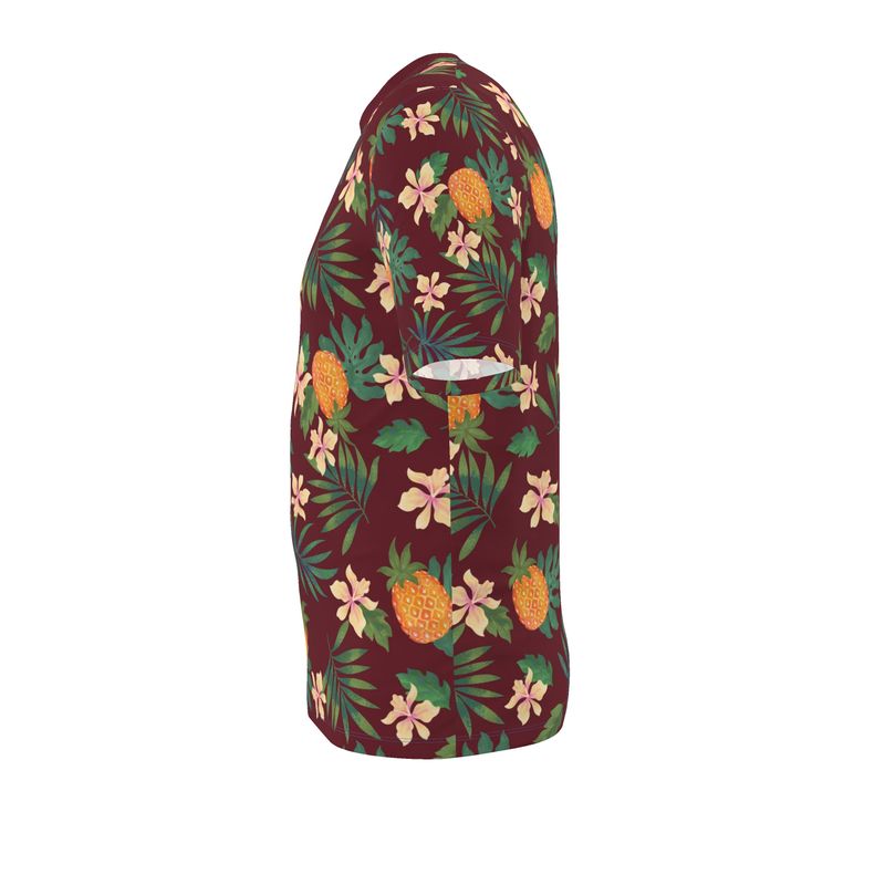 Men's Athletic Crew Neck T-Shirt - Pineapple Paradise - Burgundy