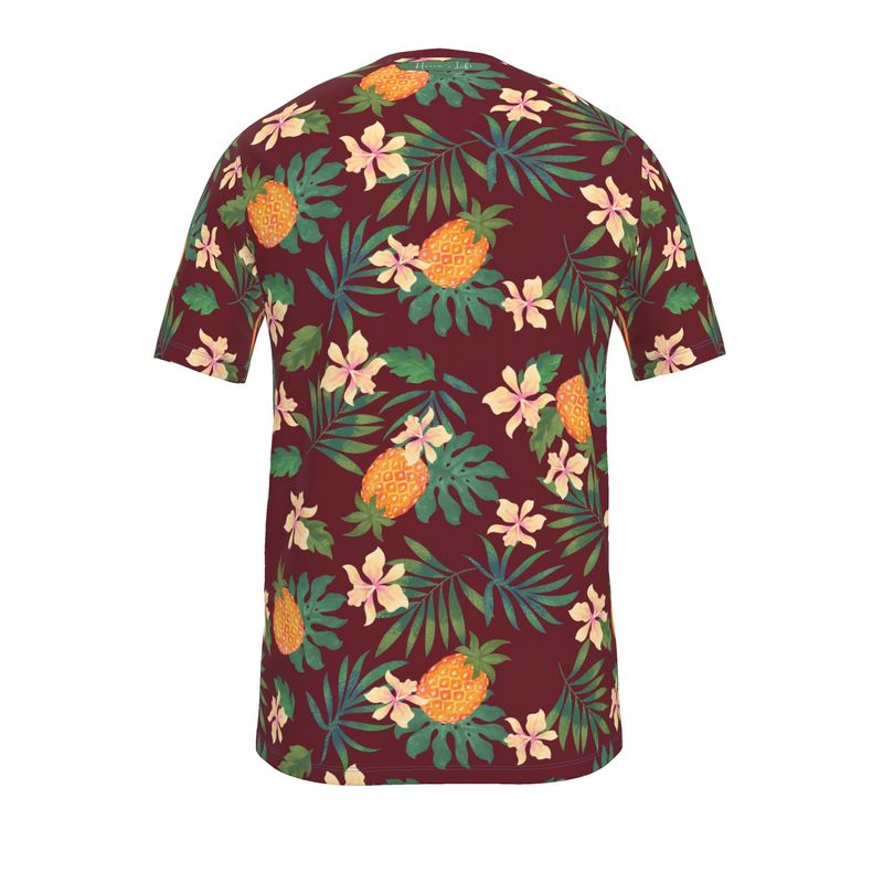 Men's Athletic V-Neck T-Shirt - Pineapple Paradise - Burgundy