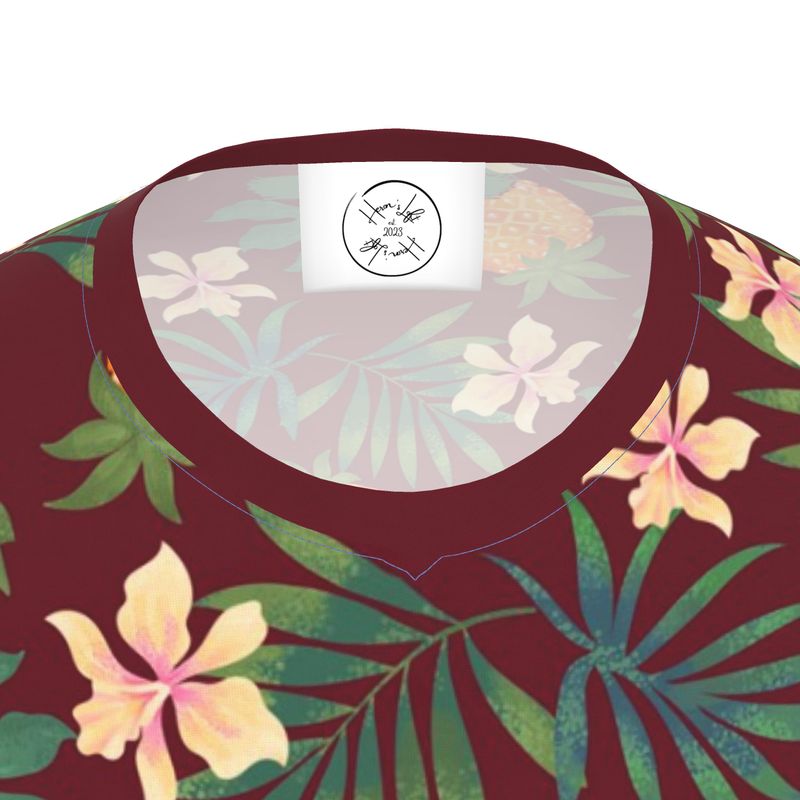 Men's Athletic V-Neck T-Shirt - Pineapple Paradise - Burgundy