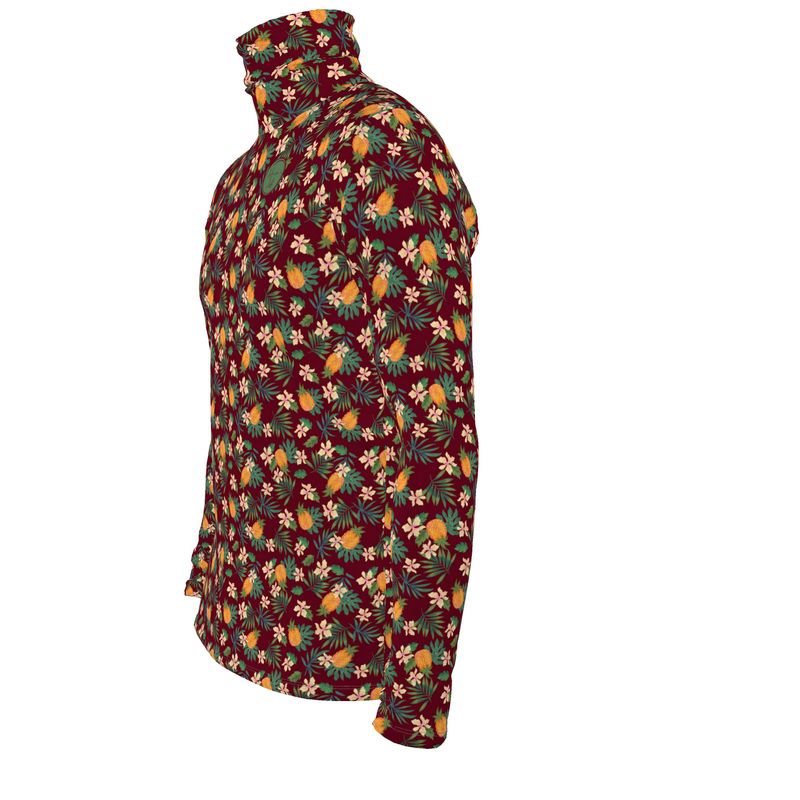 Men's High-Roll Turtle Neck - Pineapple Paradise - Burgundy