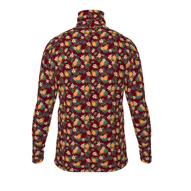 Men's High-Roll Turtle Neck - Pineapple Paradise - Burgundy