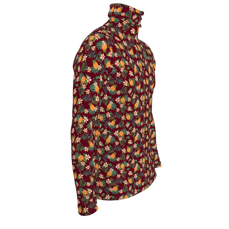 Men's High-Roll Turtle Neck - Pineapple Paradise - Burgundy