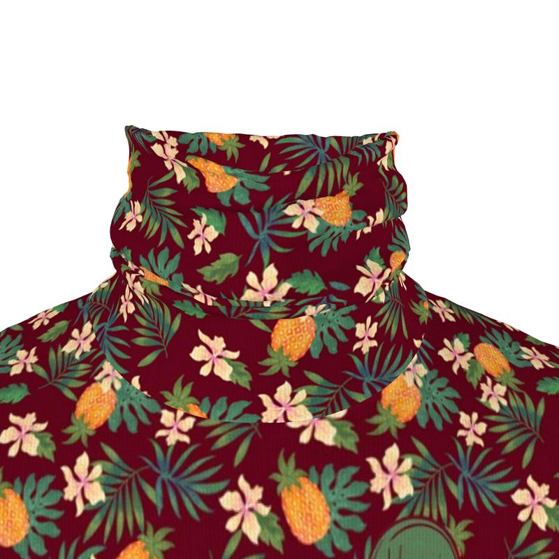 Men's High-Roll Turtle Neck - Pineapple Paradise - Burgundy
