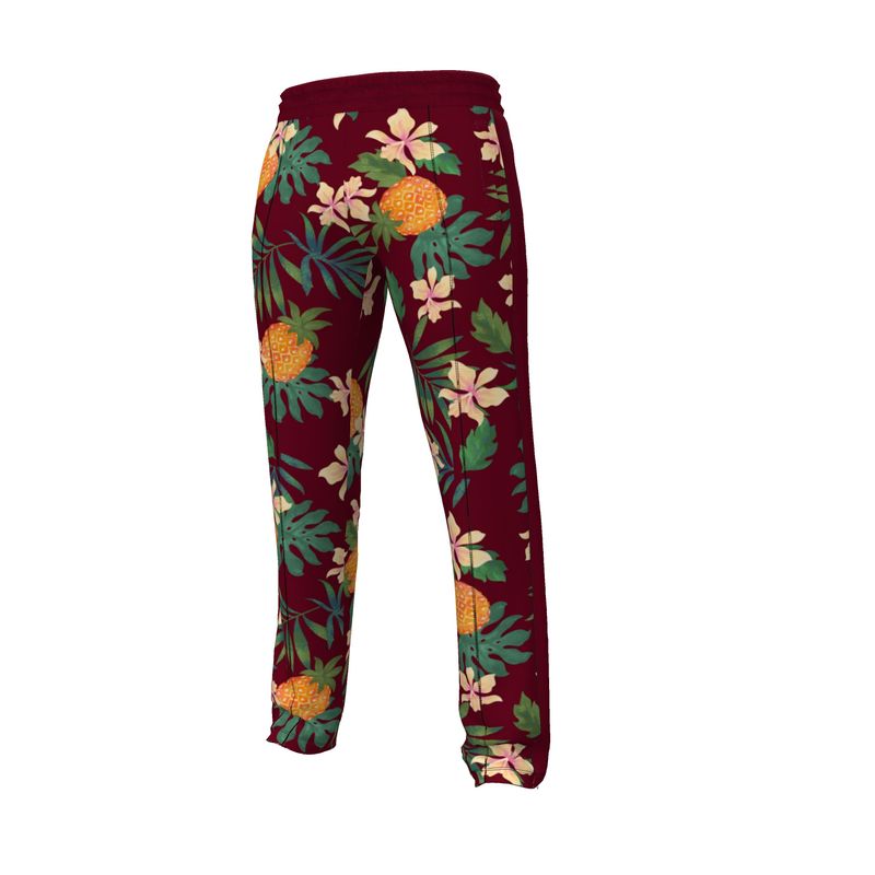 Men's Track Pants - Pineapple Paradise - Burgundy