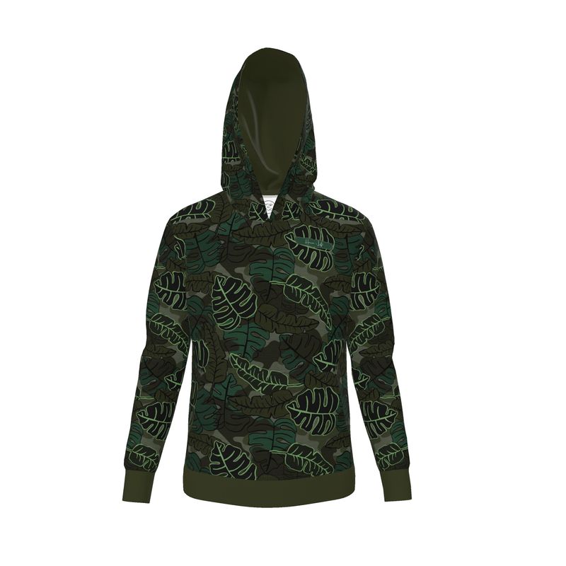 Men's Hoodie - Camo Leaves - Dark Green